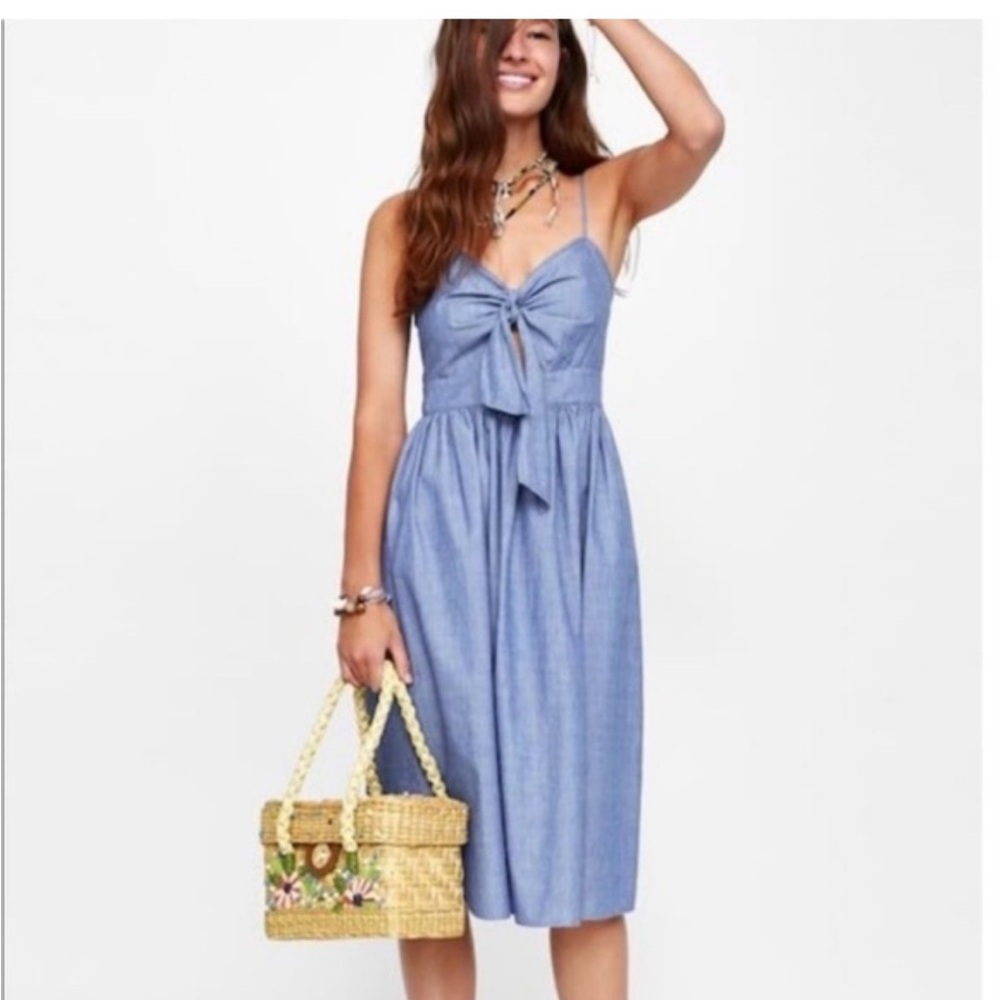 Zara Light Blue Tie-Front Mini Dress